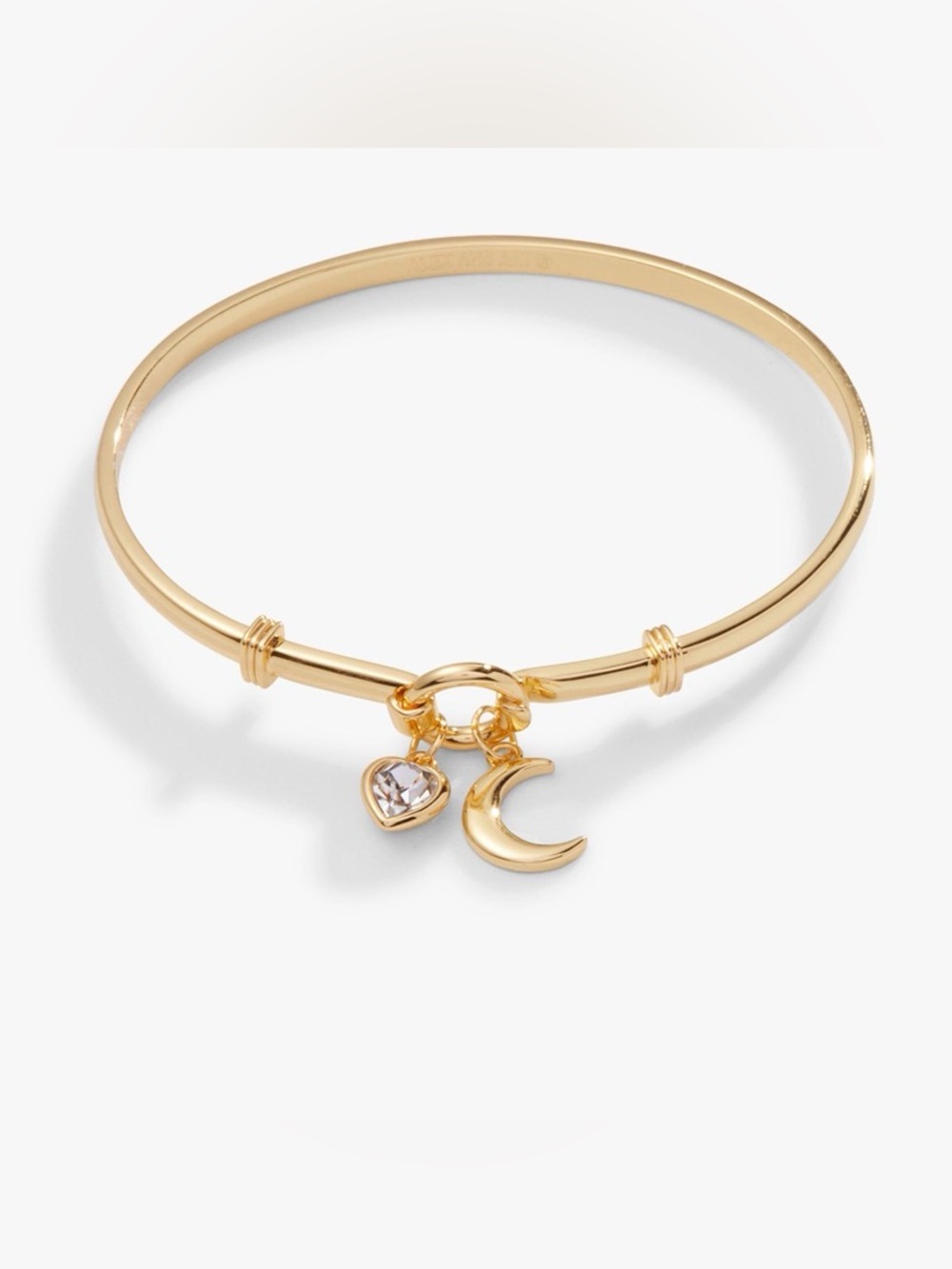 Alex and Ani Gold Moon and Crystal Heart Charm Bangle
